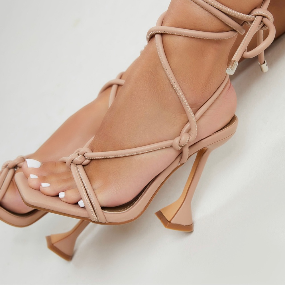 New Nude Lace Up Heels - Picture 3 of 12
